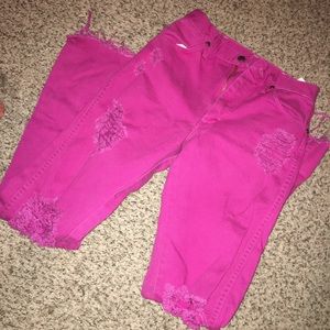 Pink Distressed Wranglers